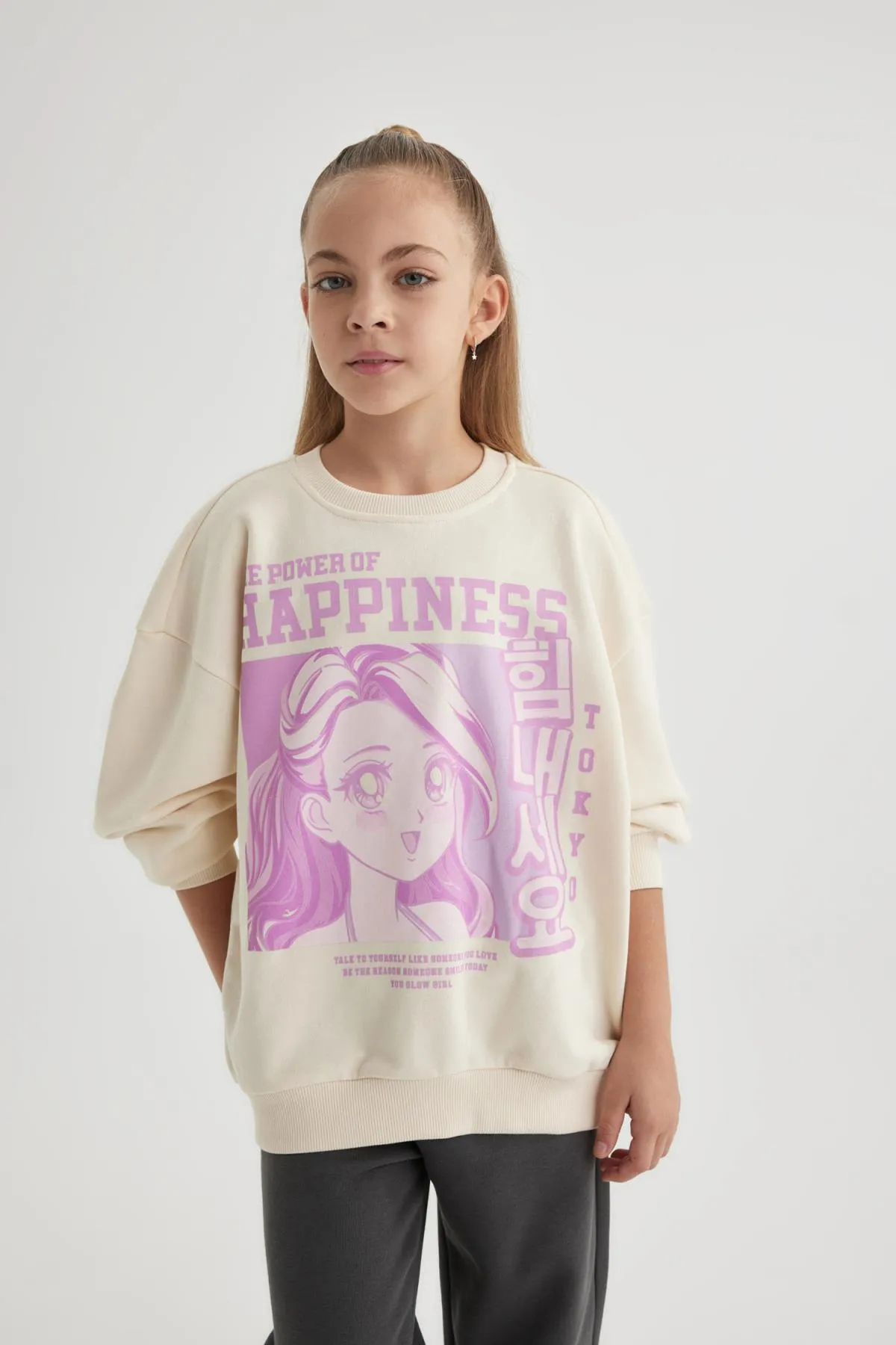 DeFacto  Bedrucktes Sweatshirt mit Rundhalsausschnitt und Relaxed Fit für Mädchen B4673a823wn