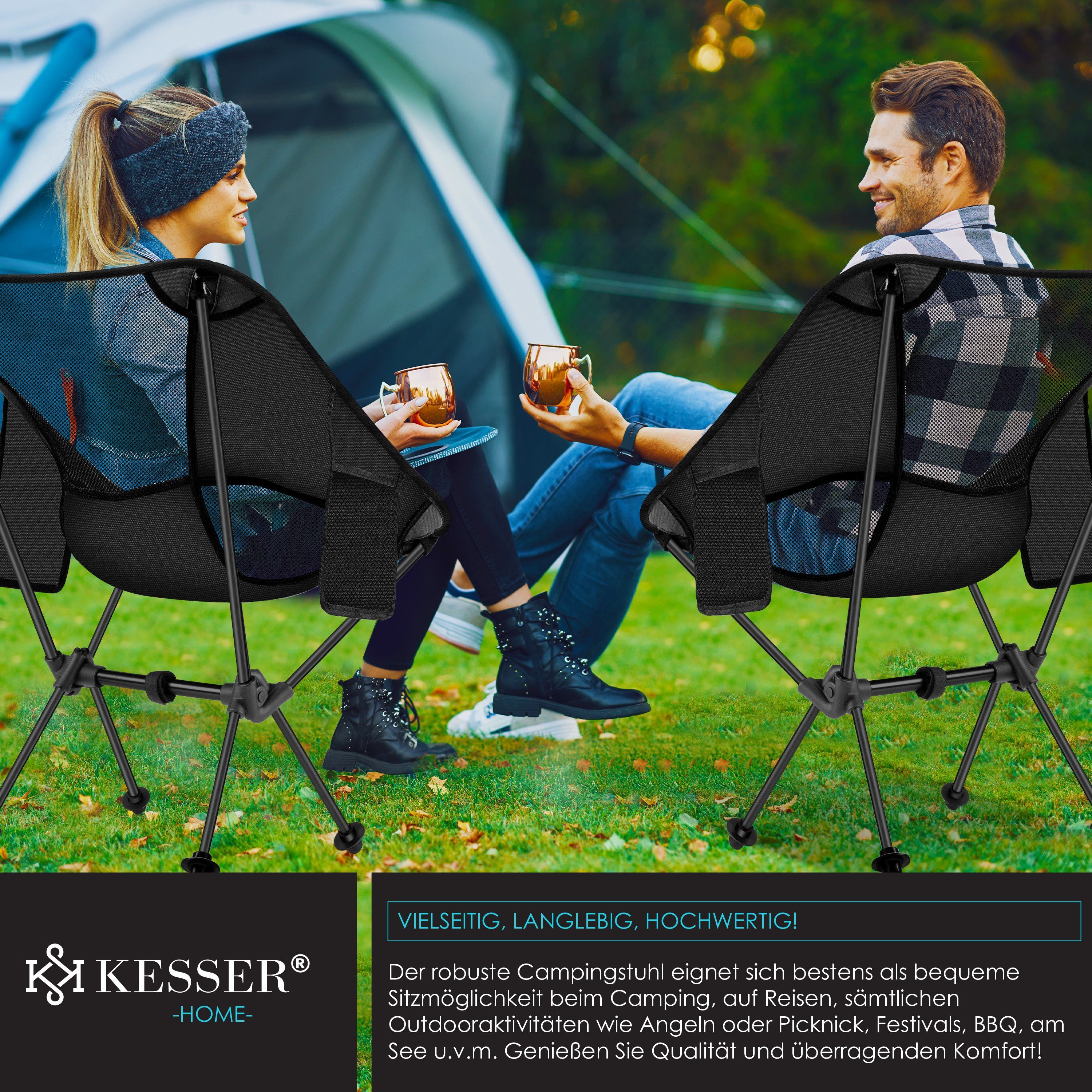 KESSER Campingstuhl, Campingstuhl faltbar klappbar tragbar Angel Camping Stuhl