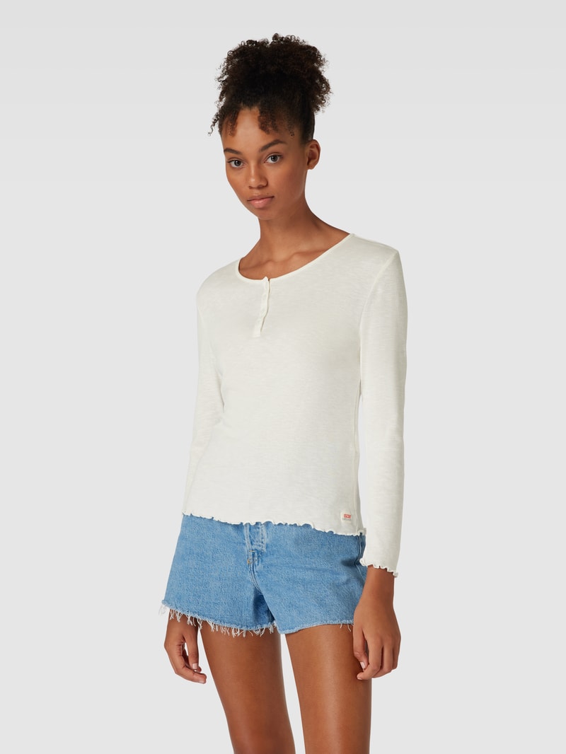 Longsleeve mit kurzer Knopfleiste Modell 'HENLEY' in beige