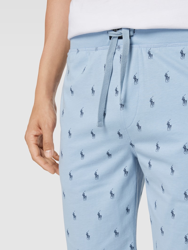 Sweatshorts mit Label-Print in hellblau