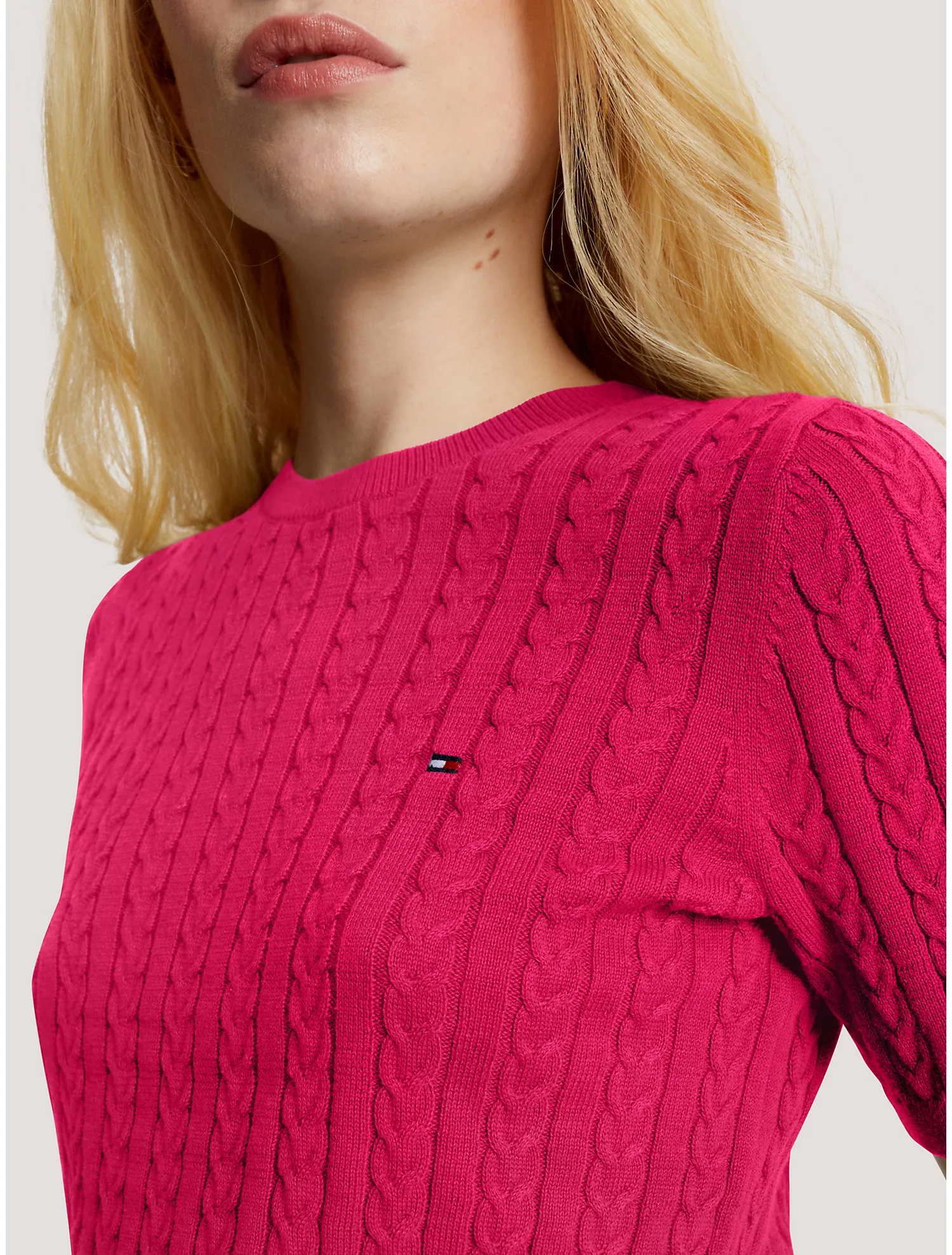 Cable Knit Short-Sleeve Sweater