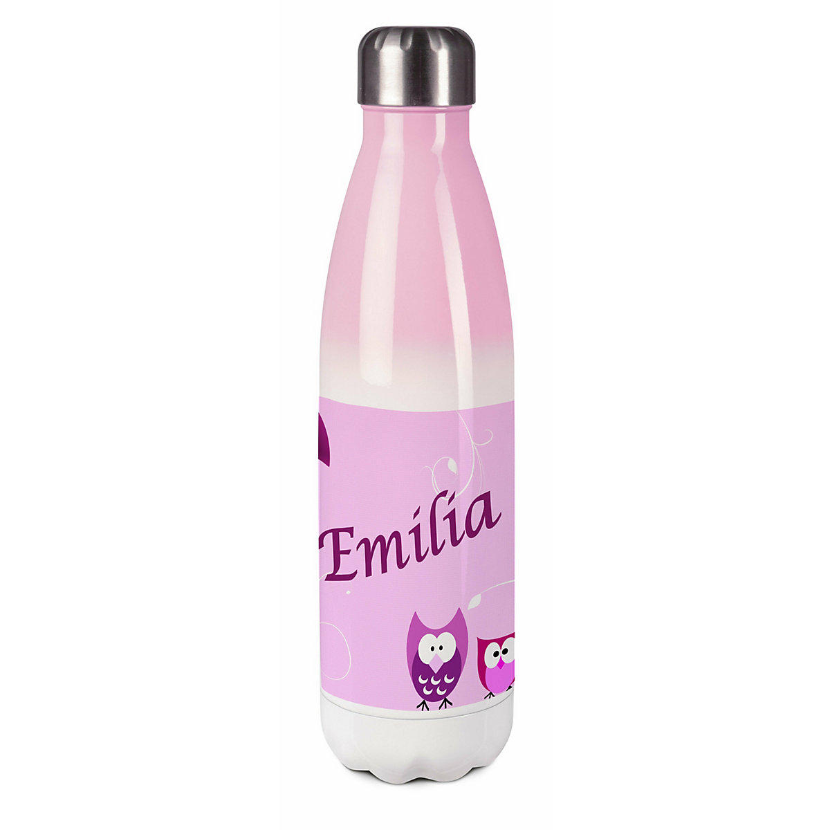 Edelstahl Kinder Thermoflasche / Trinkflasche bunt Eule Farbe rosa Spülmaschinenfest, Auslaufsicher, Bruchfest, Doppelwandig, Für Heißgetränke geeignet, Mit Deckel, Isoliert