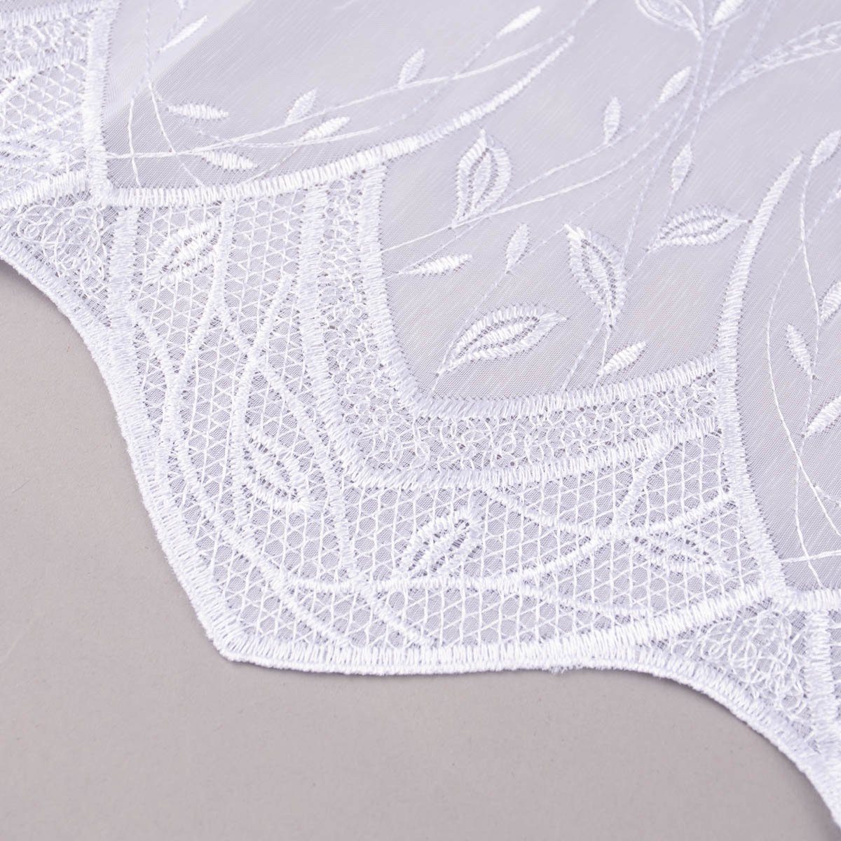Meterware Gardinenstoff Gardinenstores Stickerei Voile Blätter Bordüre raumhoc, SCHÖNER LEBEN., leicht perforiert, Stickerei/Stickstoff, bestickt, pflegeleicht