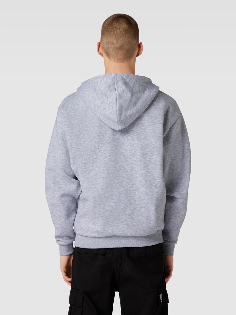 Sweatjacke mit Label-Stitching in hellgrau melange