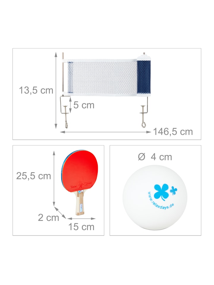relaxdays 7 tlg. Tischtennis Set in Blau günstig kaufen onesize