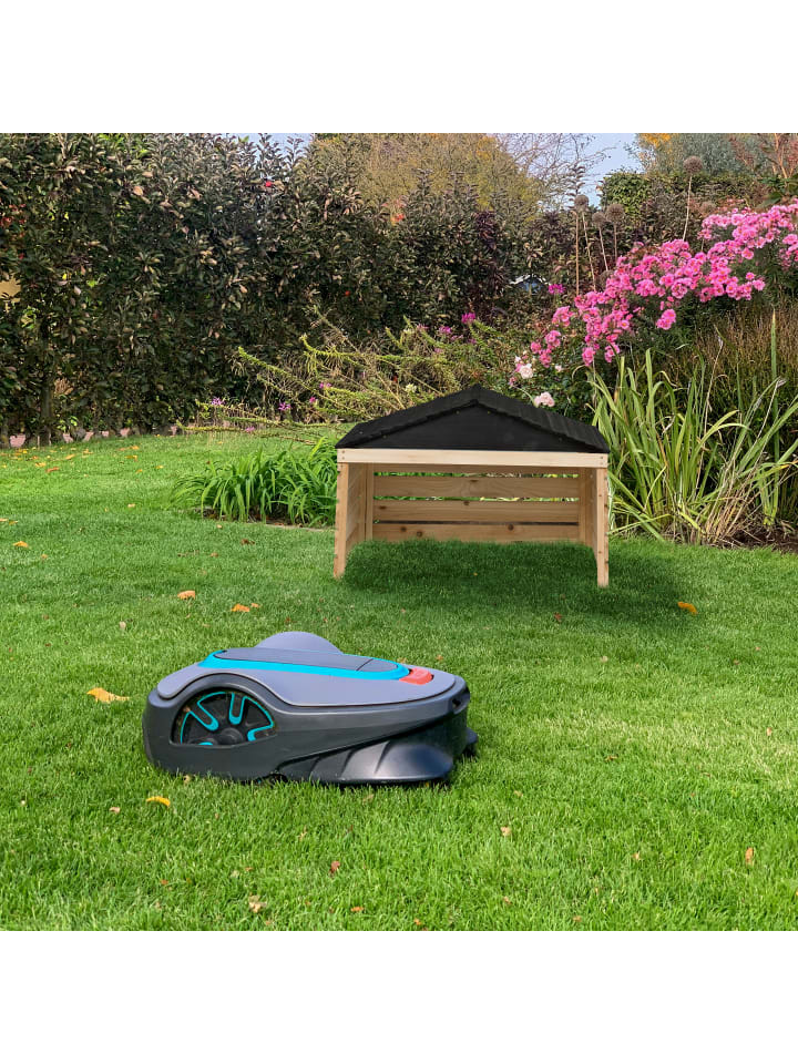 relaxdays Mähroboter Garage in Natur/ Schwarz - (B)79 x (H)52,5 x (T)74 cm günstig kaufen onesize