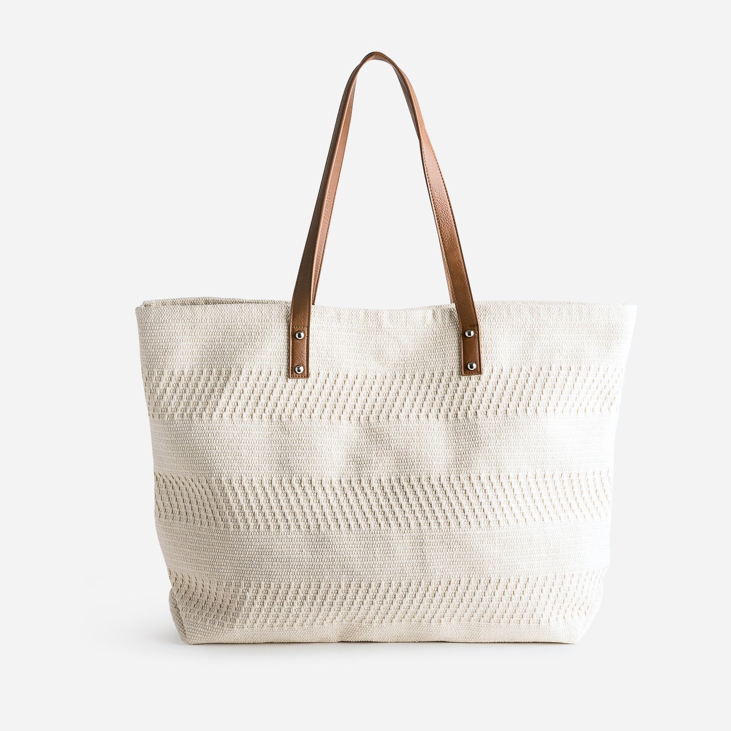 Sac cabas TEXTO écru textile tissé