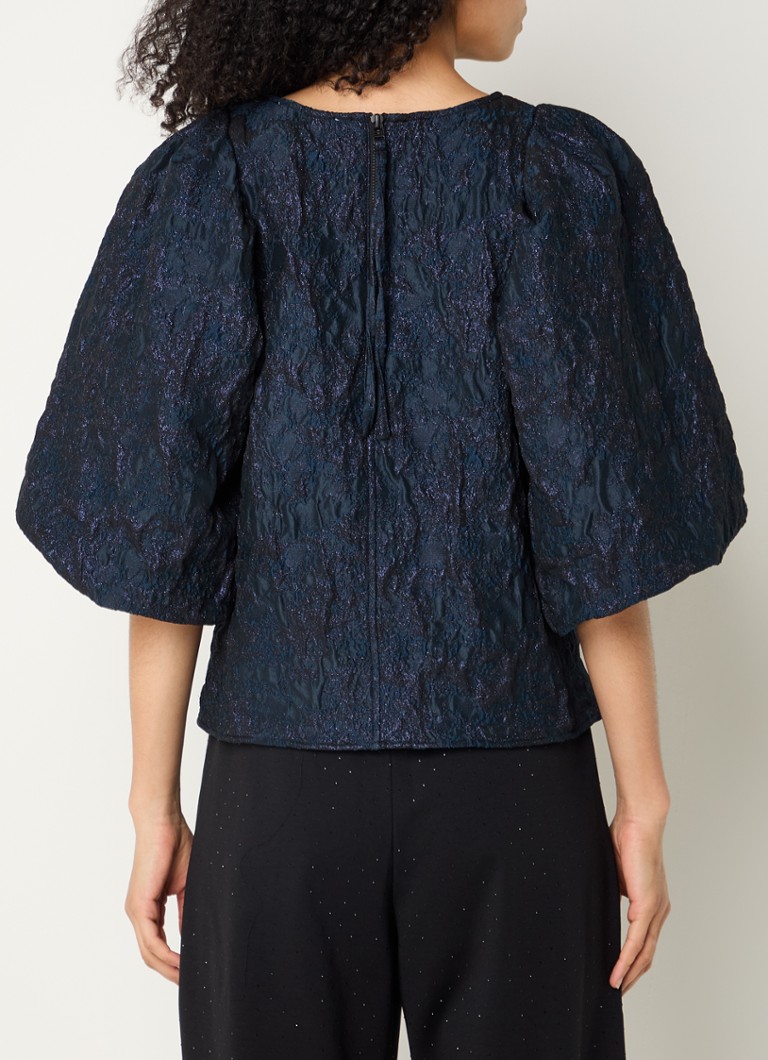 Top Zasu cu umerii goi, cu imprimeu jacquard și lurex.