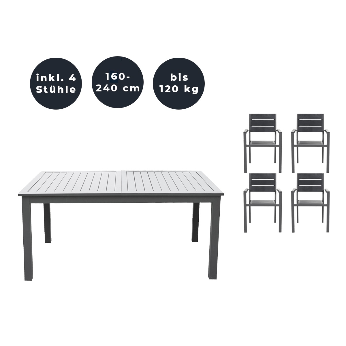 Home Deluxe Sitzgruppe CASA MADERA 4 Stühle