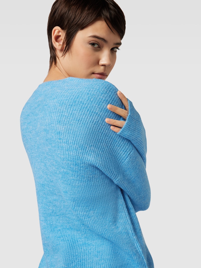 Strickpullover mit Strukturmuster Modell 'CREWLEFILE' in blau