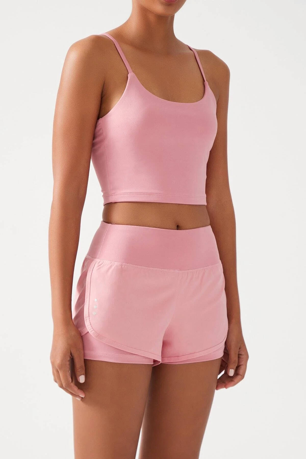 LOS OJOS  Rosa 2-Lagen-Sportshorts für Damen – Strumpfhose mit Shorts 2in1