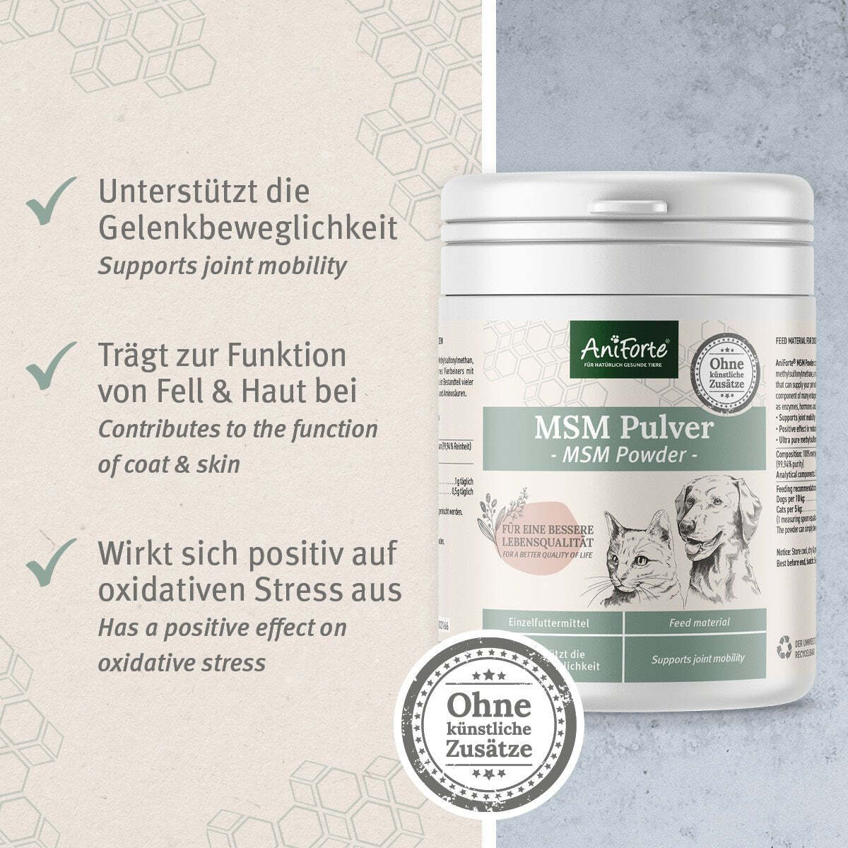 Aniforte Ergänzungsfutter & Aufzucht Aniforte MSM Pulver 300g