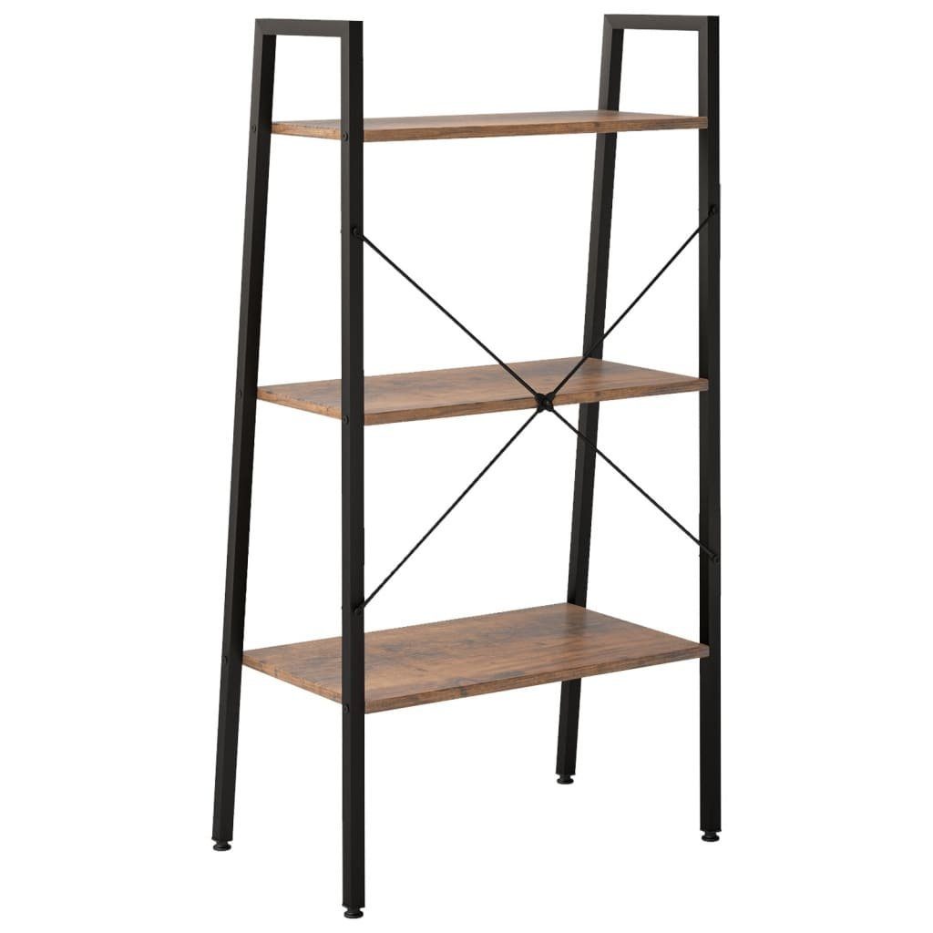 vidaXL Bücherregal Standregal mit 3 Böden Dunkelbraun und Schwarz 56x35x108 cm, 1-tlg.