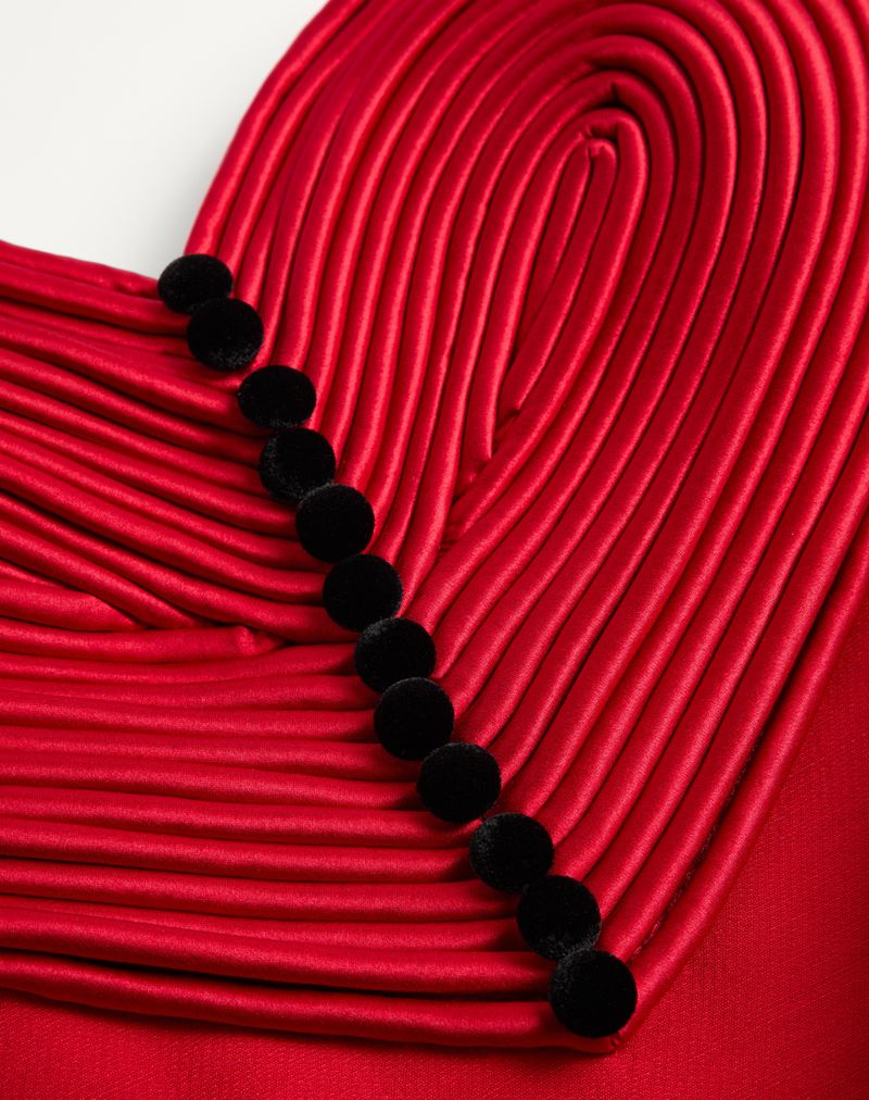 Vestido curto de crepe bordado de alta costura
