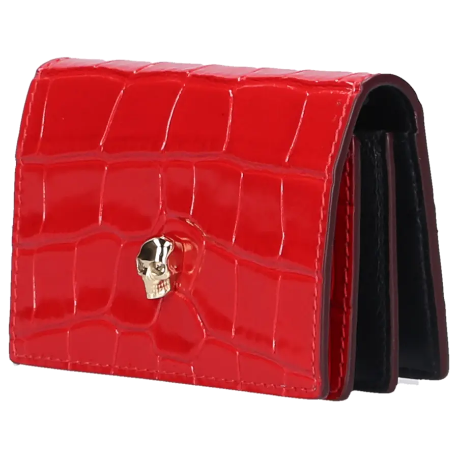 Alexander McQueen - Wallet on Chain SKULL Kalbsleder - rot