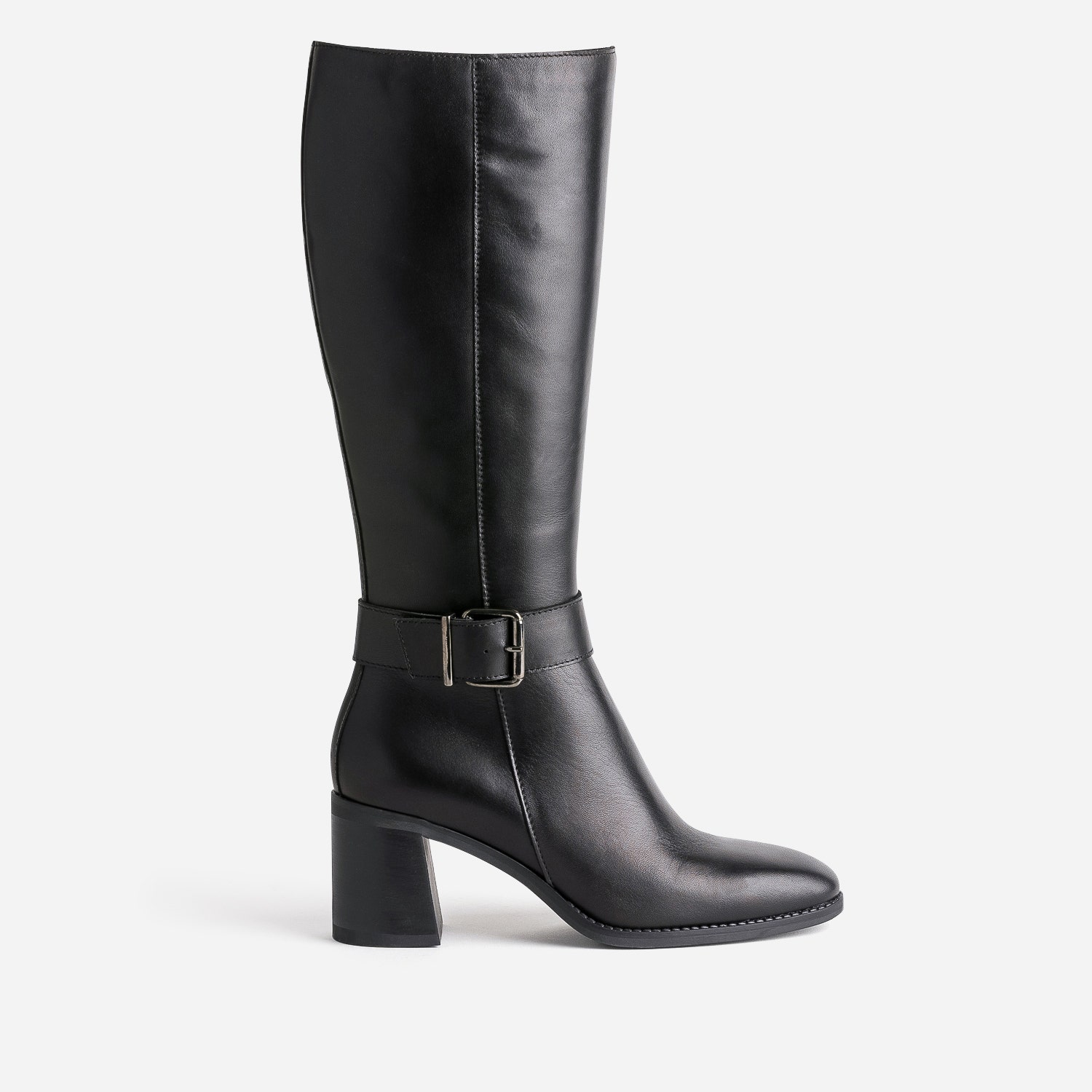 Botte noire en cuir à talon