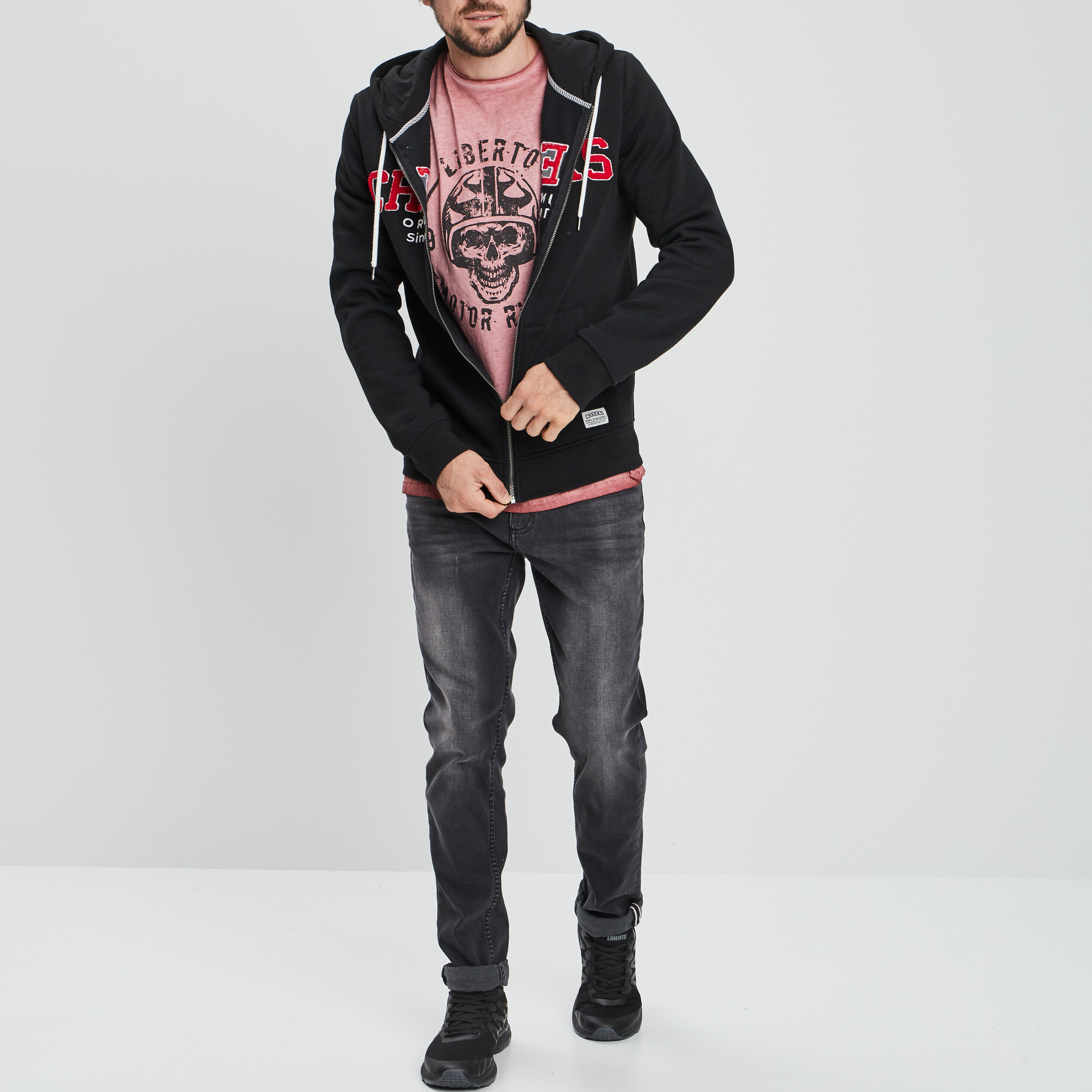 Sweat zippé à capuche Creeks noir homme | La Halle