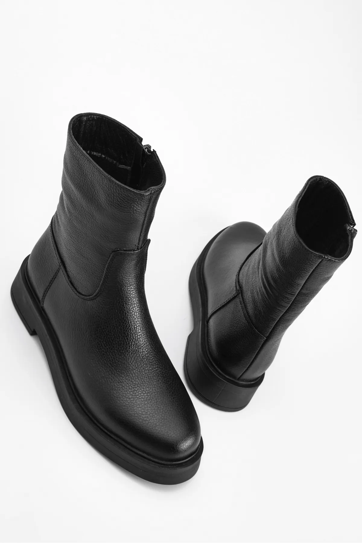 Marjin  Damen-Tagesstiefel aus echtem Leder mit dicker Sohle Zervas Schwarz