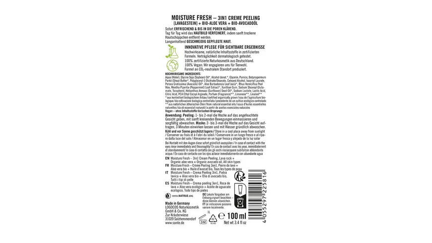 SANTE Moisture Fresh 3in1 Creme Peeling 100 ml
