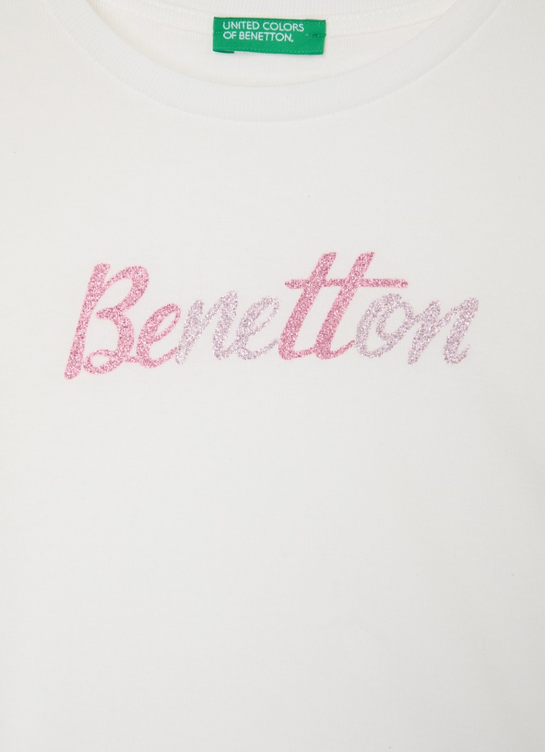 Cămașă Benetton cu mânecă lungă, cu logo și paiete.
