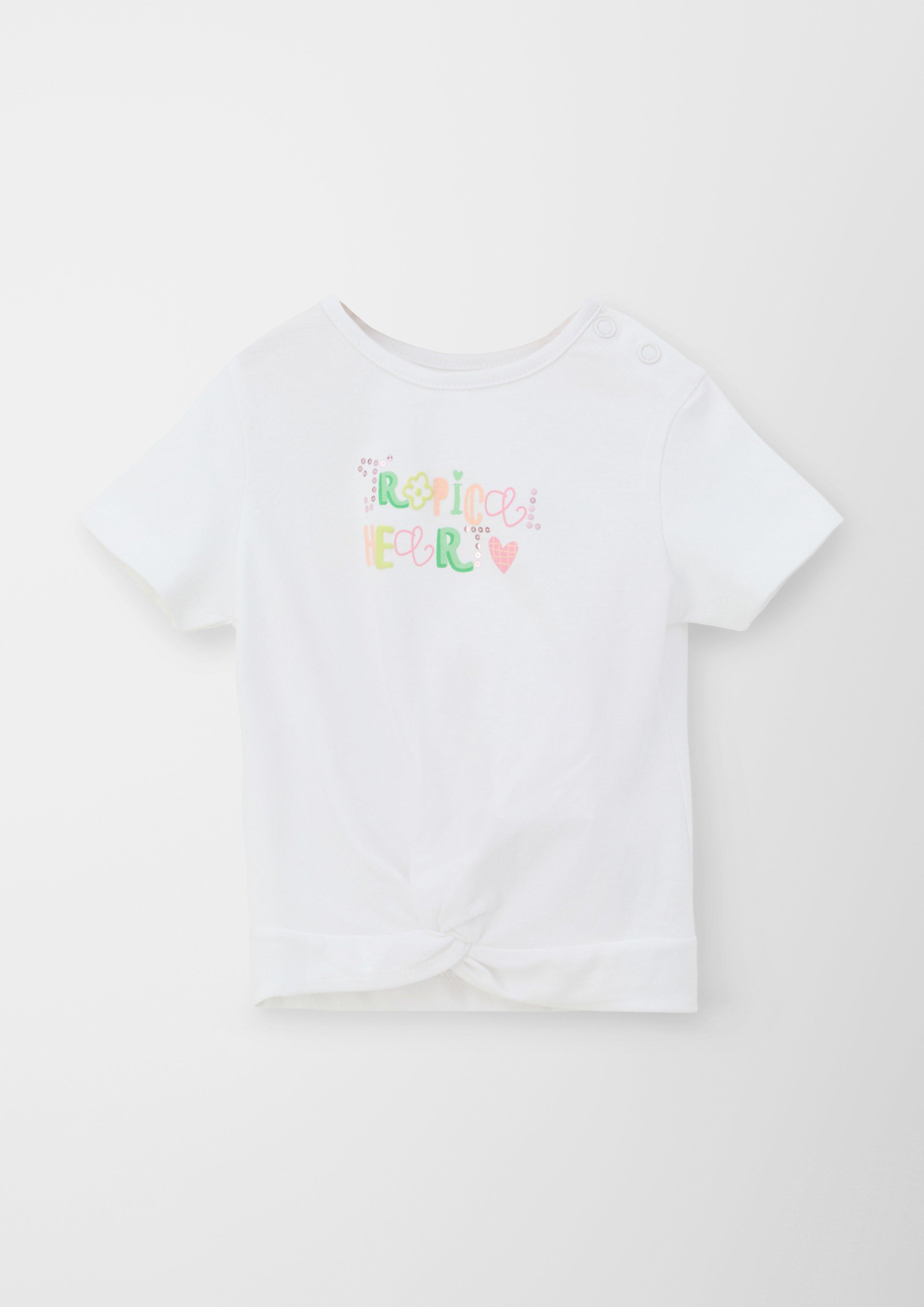T-Shirt mit Schriftprint und Knoten Detail  2130651-0100
