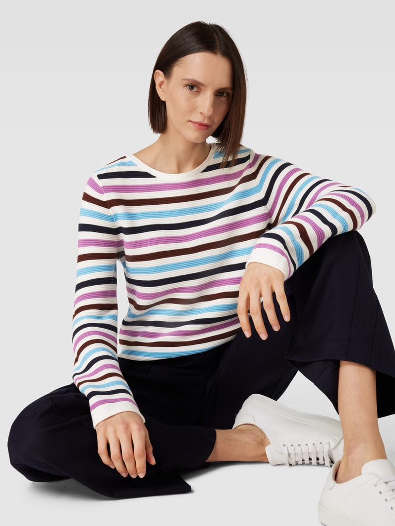 Strickpullover mit Streifenmuster in offwhite