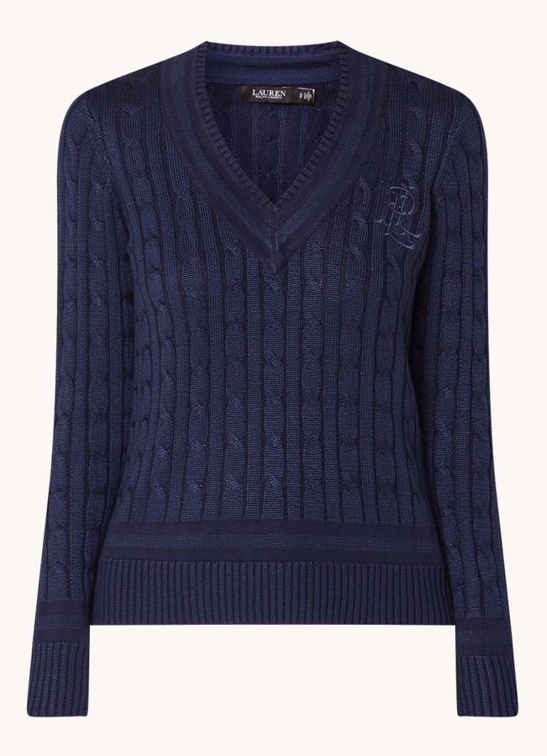 Pulover Ralph Lauren tricotat cu împletitură și logo brodat