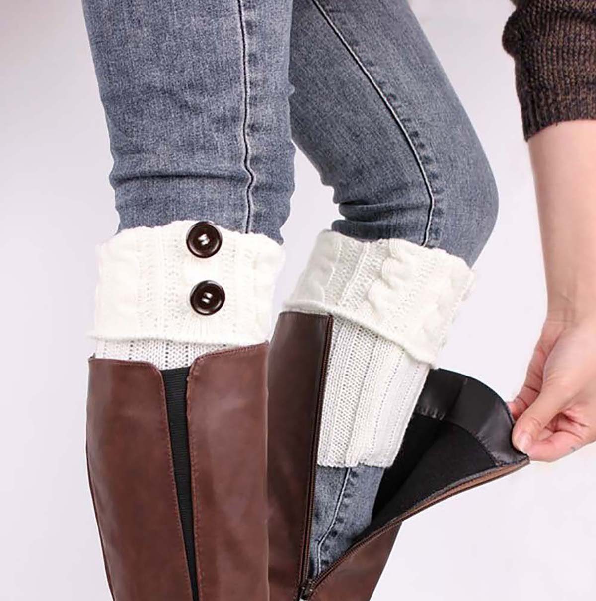 DRSEON Beinstulpen 3 Paar Stulpen Damen Gestrickte Beinwärmer Warme Button Design (3-St)