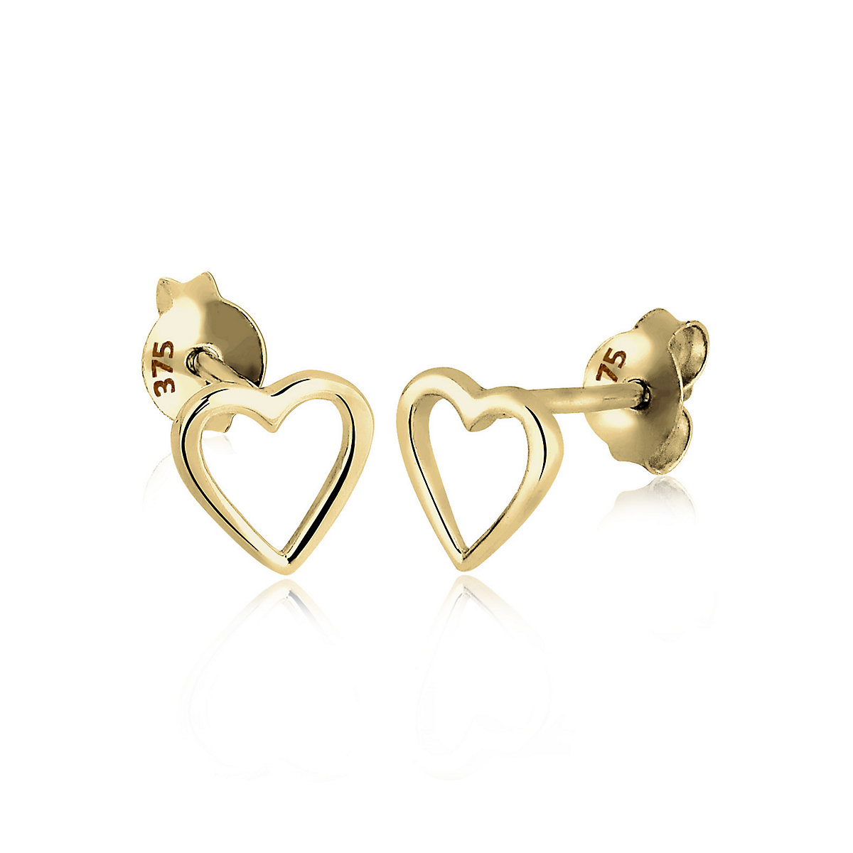 Ohrringe Kinder Herz Basic Filigran 375 Gelbgold Ohrstecker für Mädchen