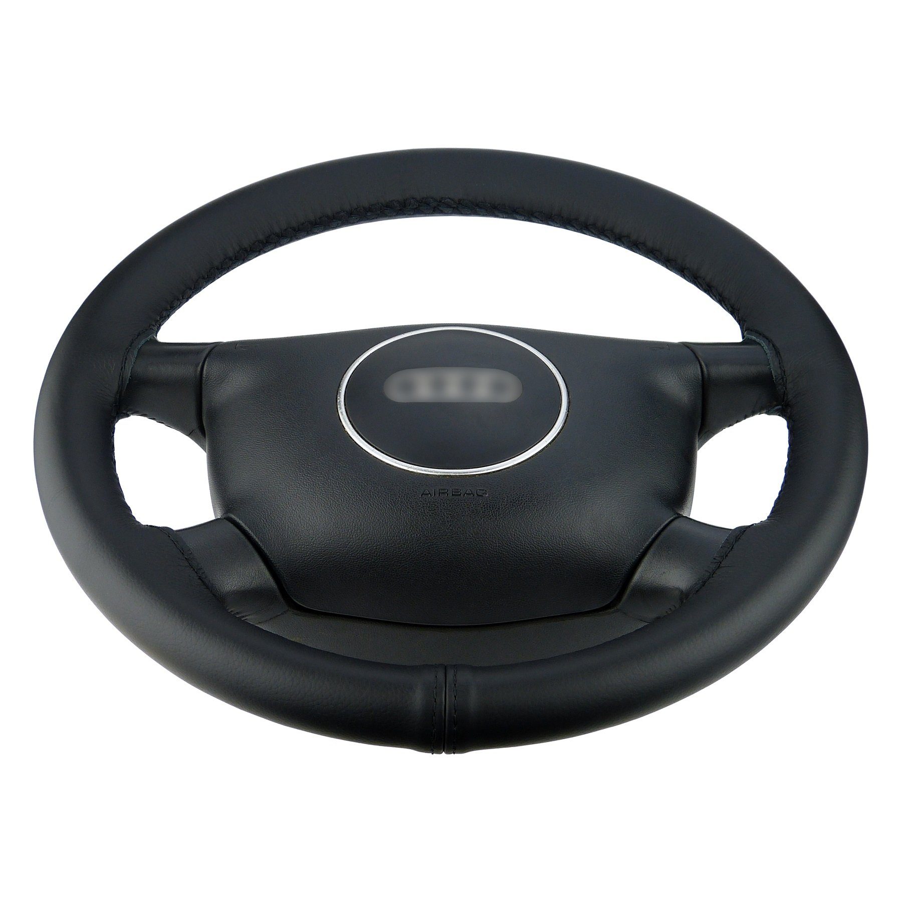 LECO Lenkradbezug Lenkradhülle Auto schwarz mit bunter Naht für viele Modelle von VW, Echtleder