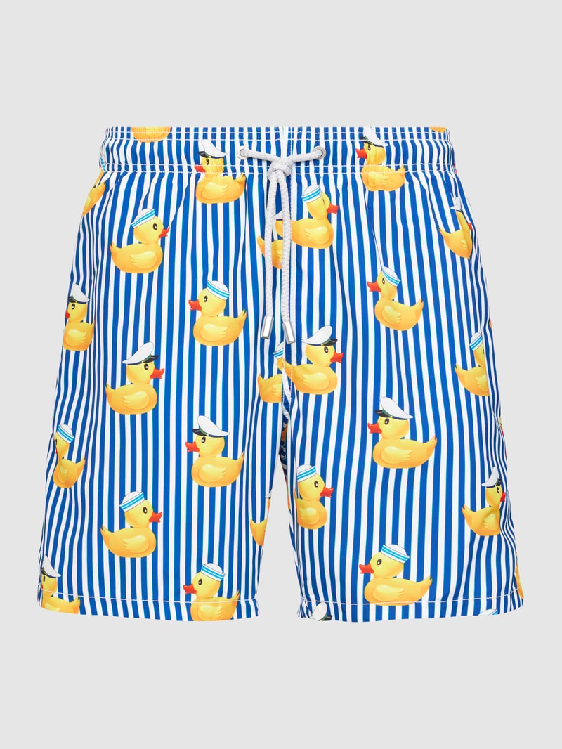Badehose mit Allover-Muster Modell 'GUSTAVIA' in marineblau