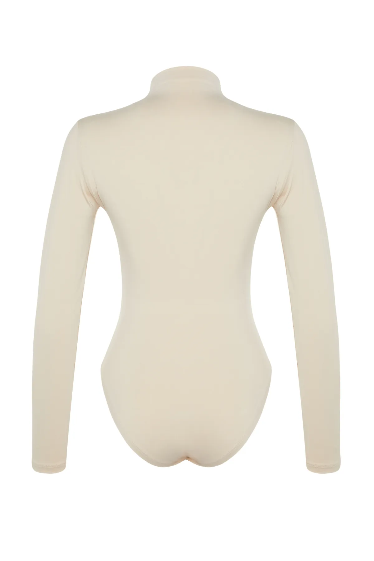 Trendyol Collection  Stretch-Strickbody mit Stehkragen und Druckknöpfen in Stone Gather-Optik TWOAW24BD00014