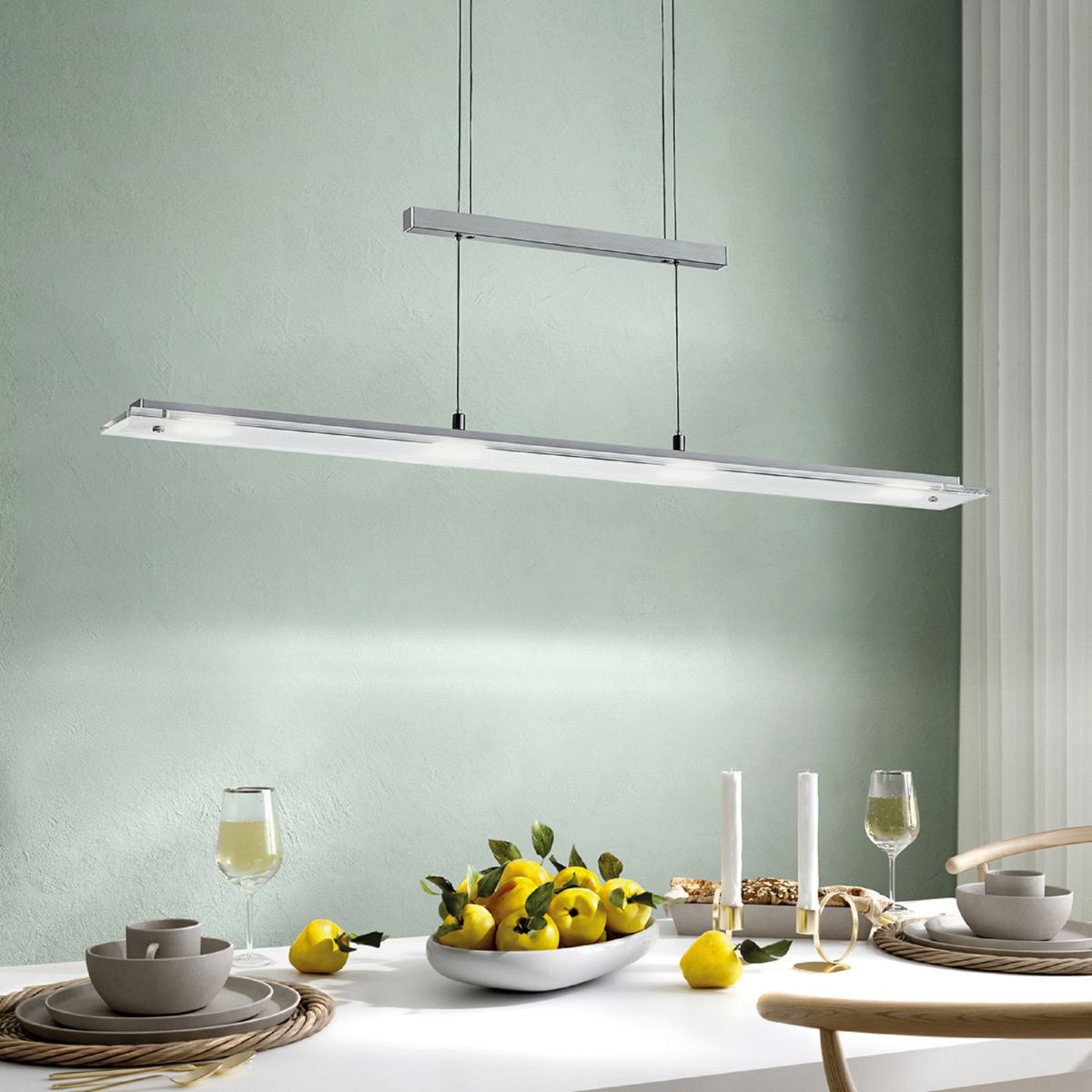 Fischer & Honsel LED Pendelleuchte Tenso TW 88 cm nickelfarben