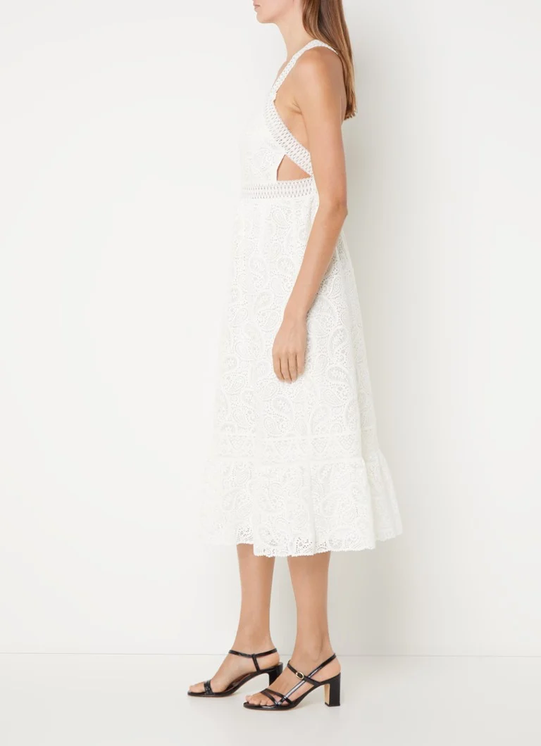 Rochie midi Austin cu volane din dantelă de la ba&sh