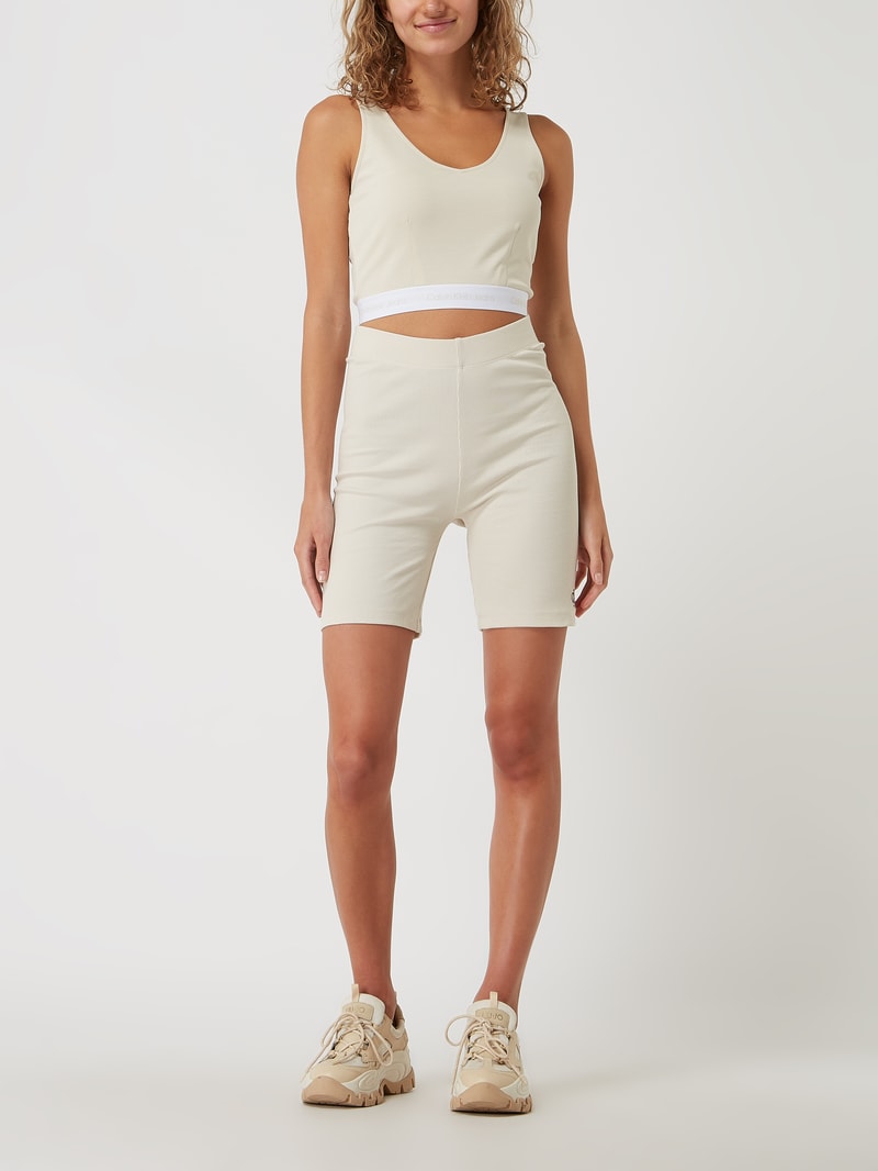 Crop Top mit Logo-Bund  in offwhite