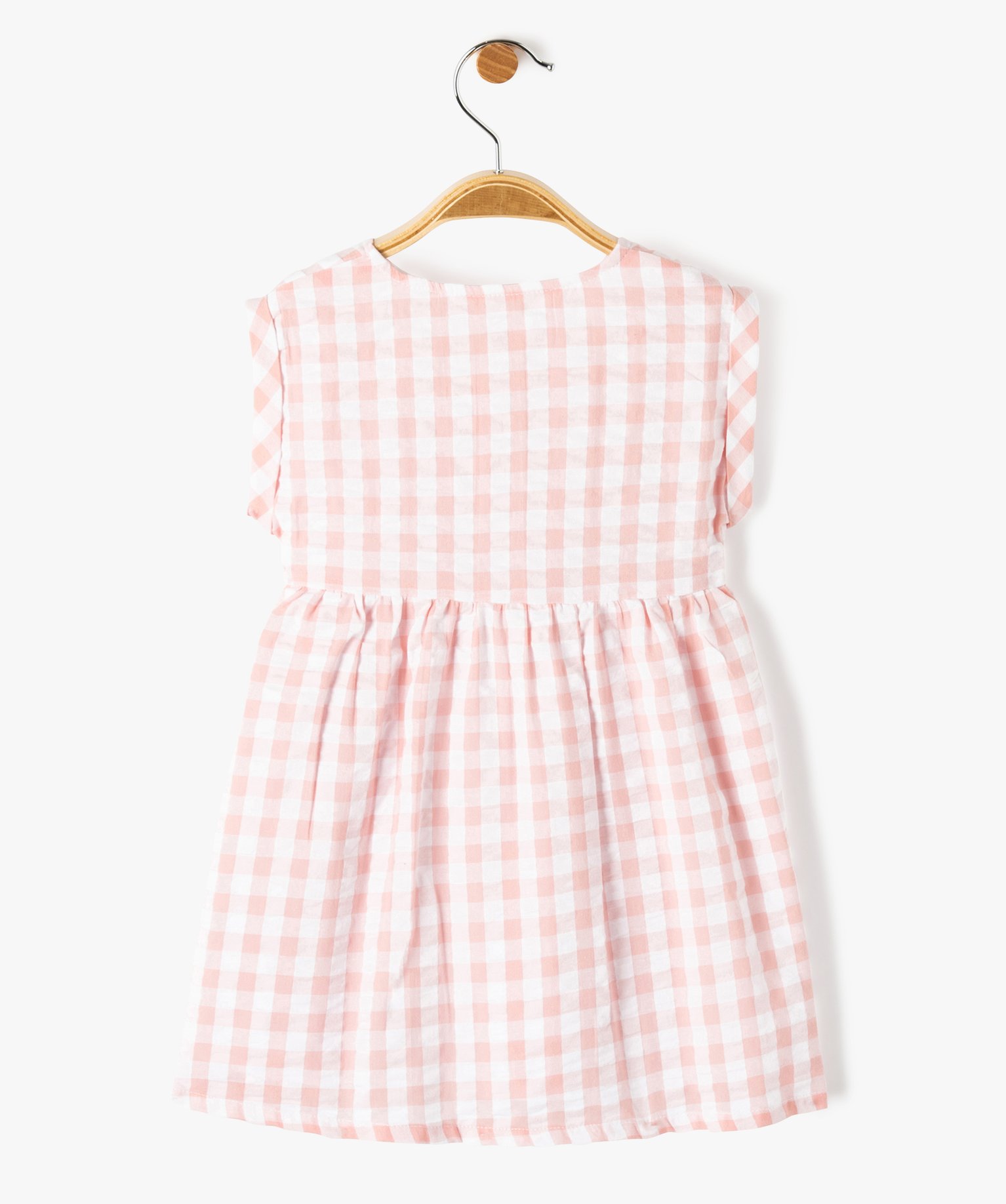 Robe bébé fille rayée en voile de coton texturé rose | GEMO