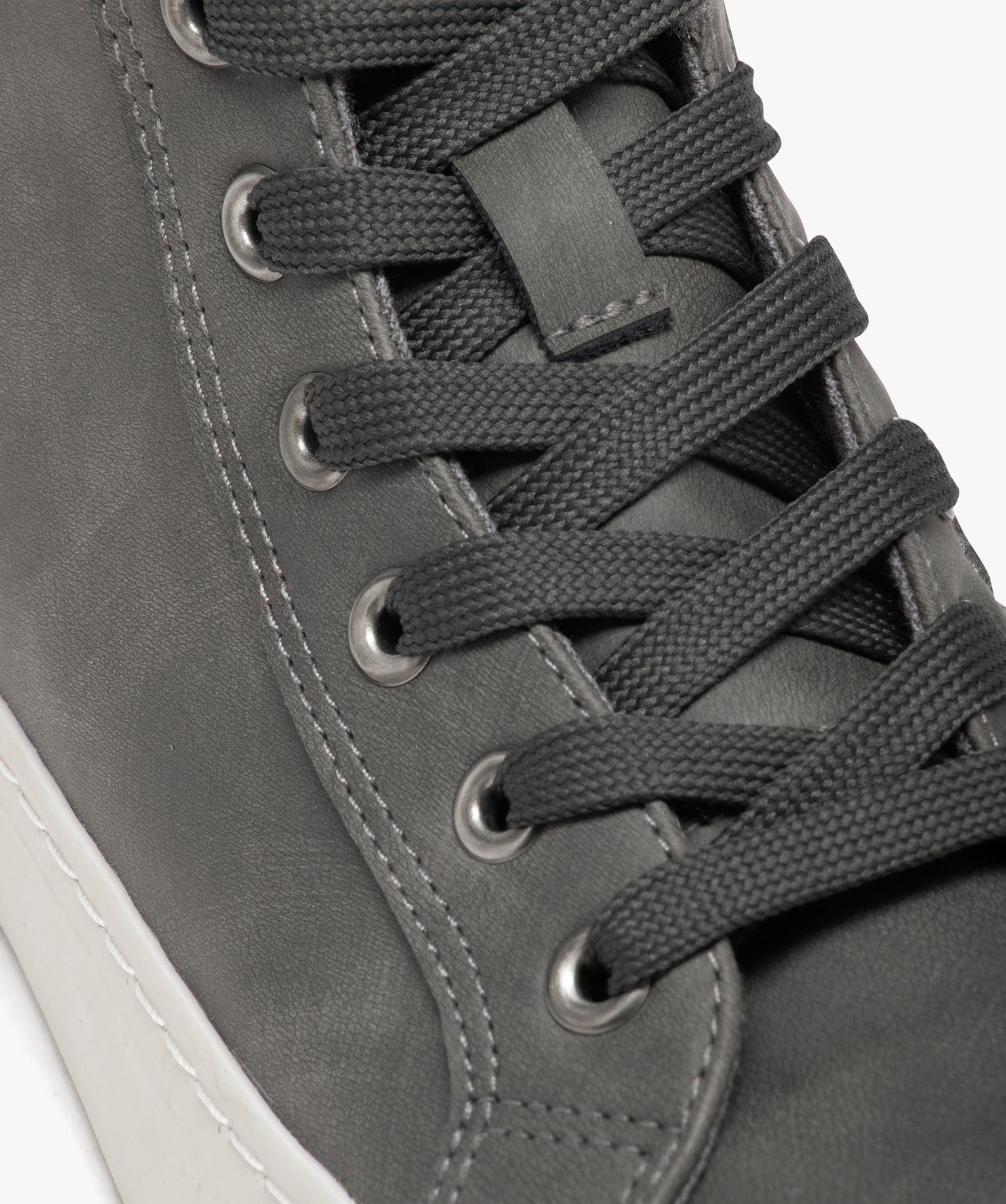 Baskets femme mid-cut unies avec col fourré et à zip gris | GEMO