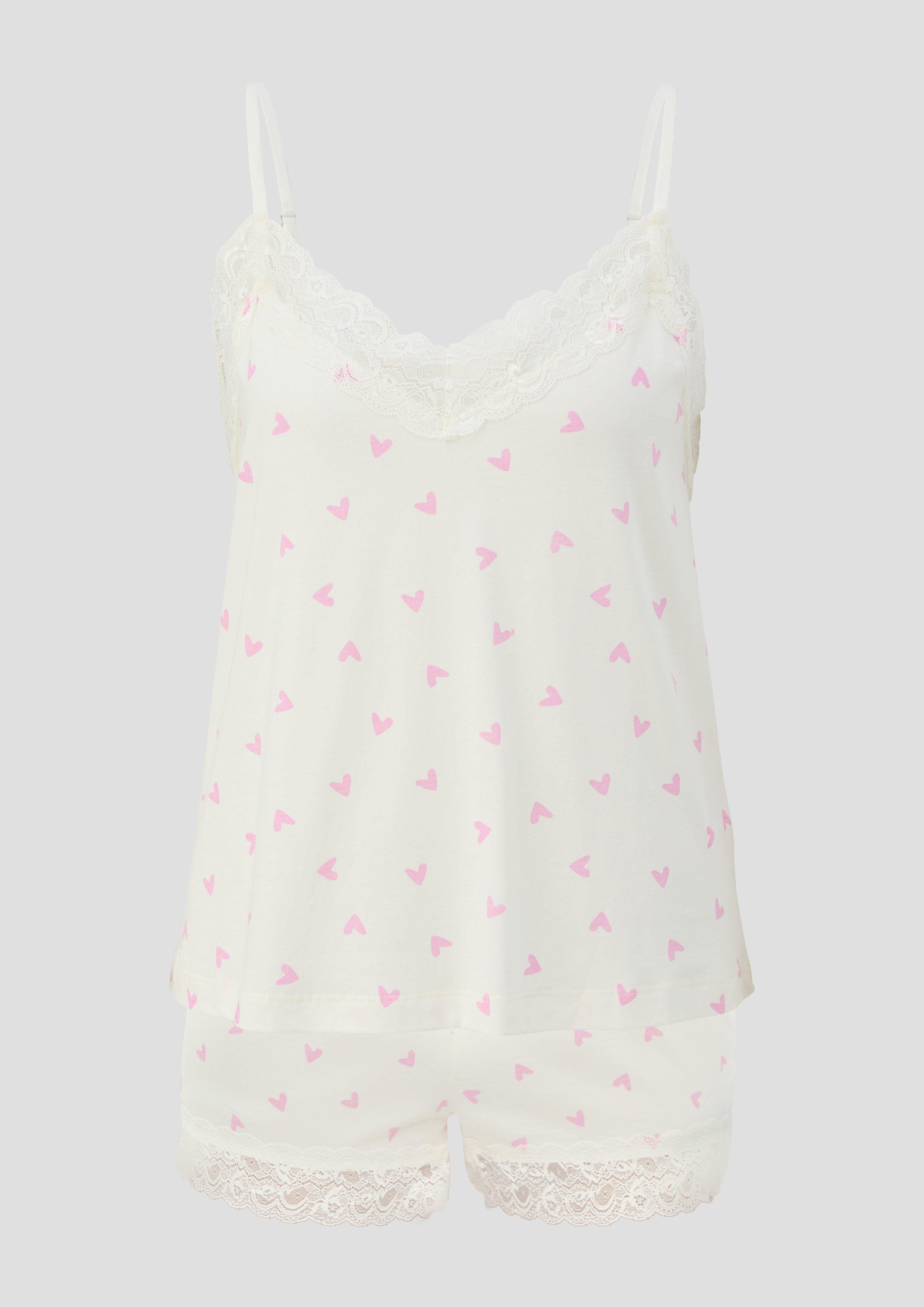 Kurzes Pyjama-Set mit Spitzen-Details  6009484-2597
