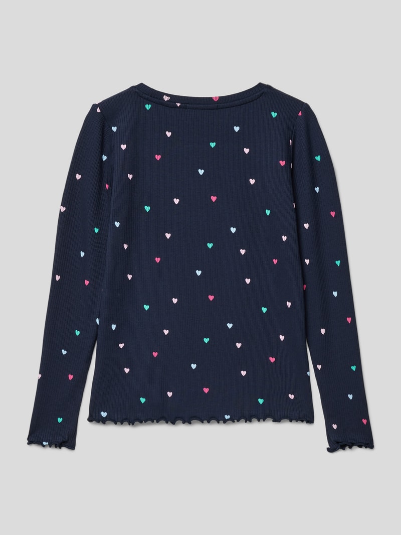 Longsleeve aus Viskose-Mix mit Allover-Muster in marineblau