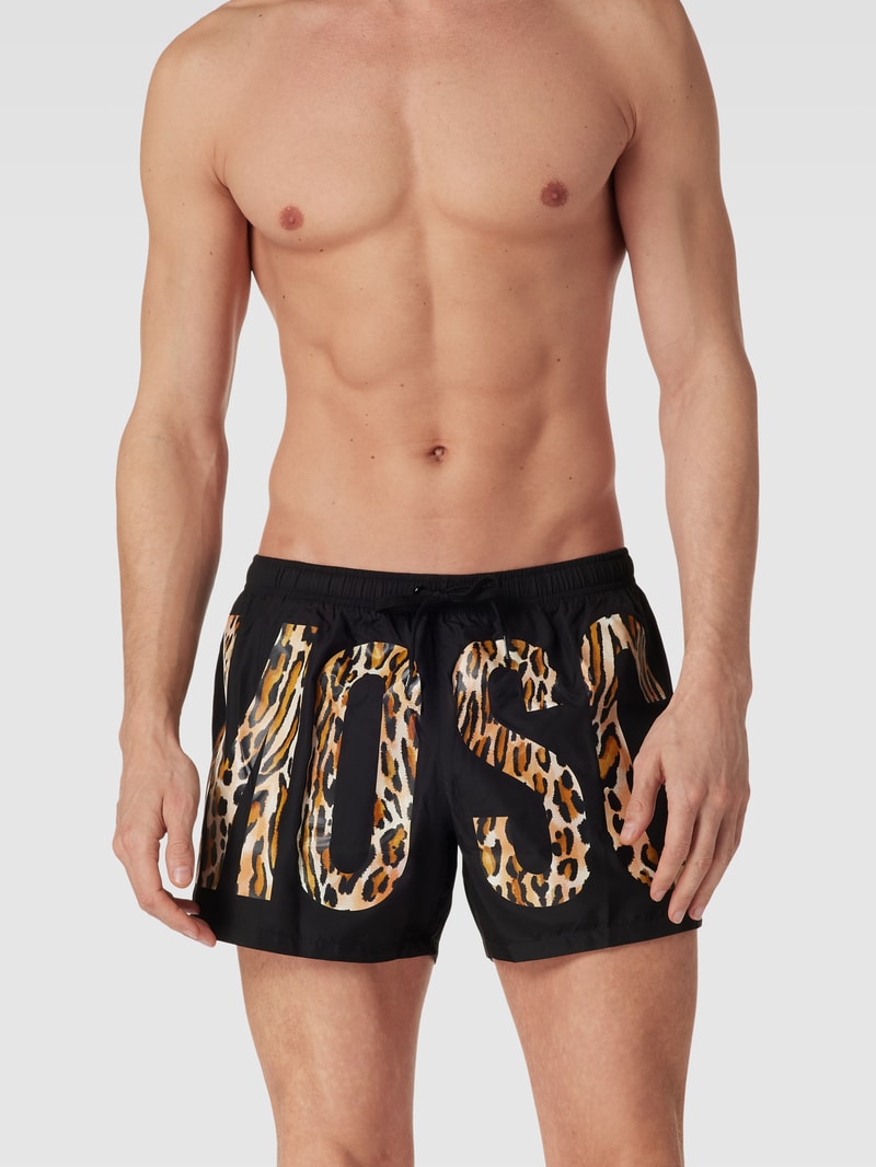 Badehose mit Logo-Print in schwarz