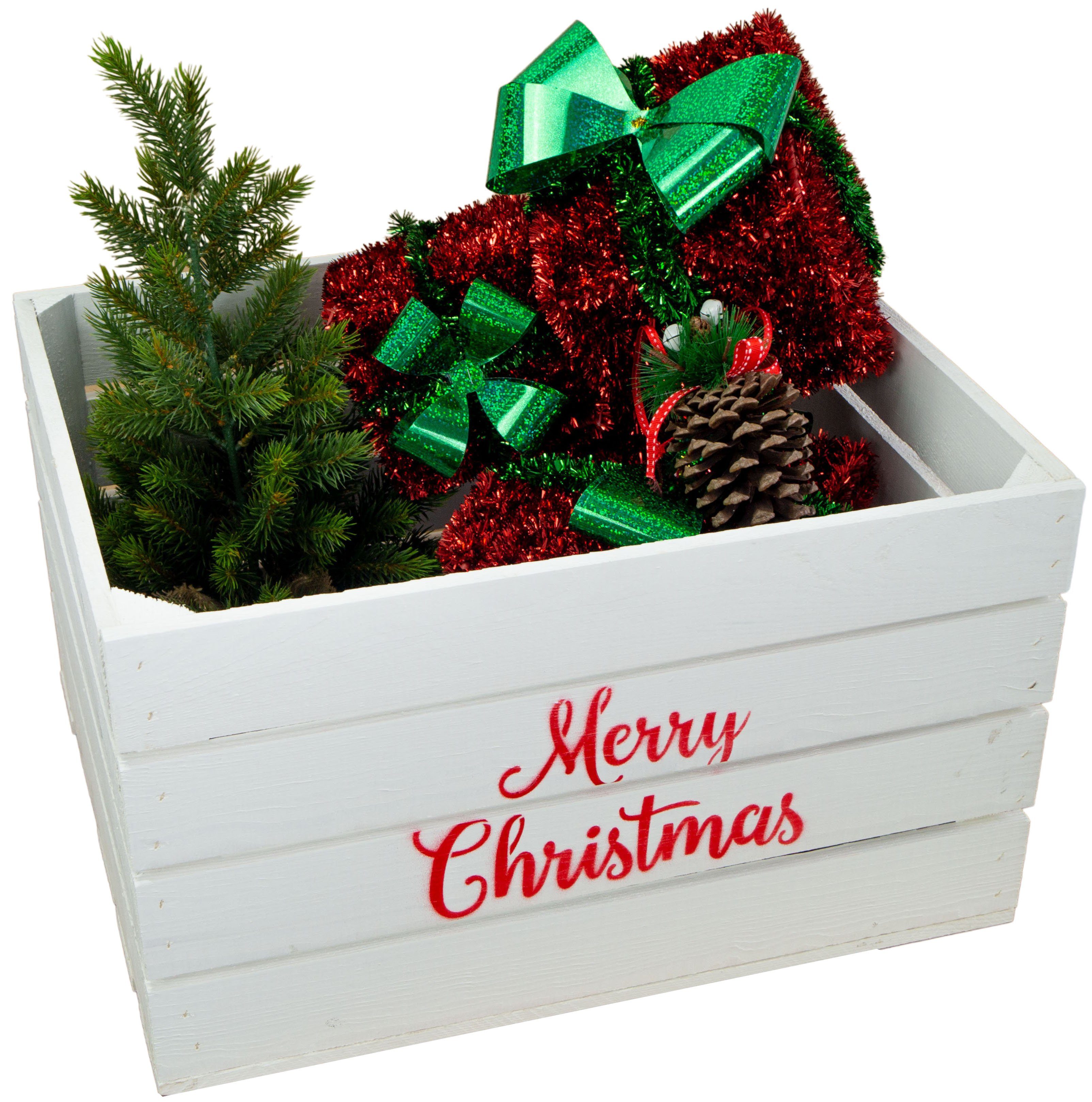 Kistenkolli Altes Land Allzweckkiste Obstkiste weiss Merry Christmas Weihnachtskiste Geschenkekiste Weinkis