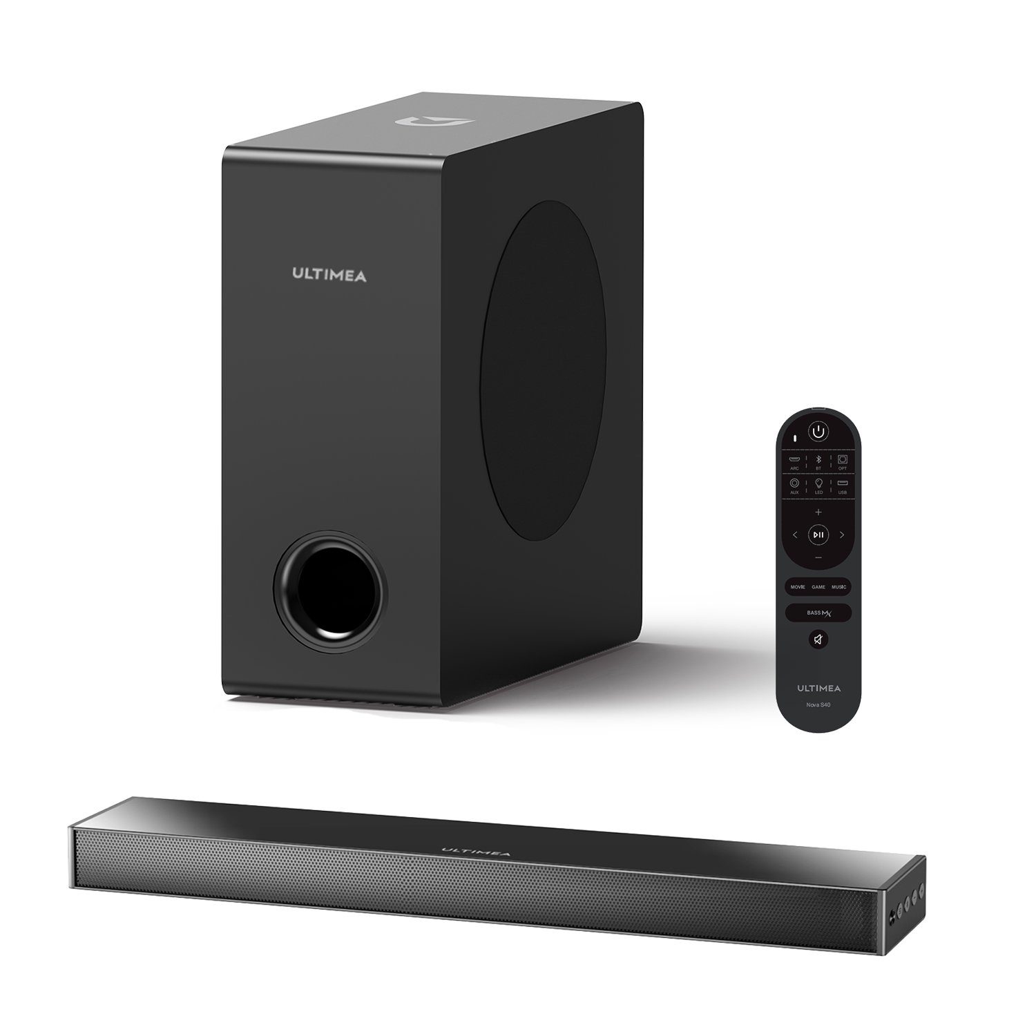 Ultimea 2.1 Surround TV Soundbar (5,25'' Tieftöner, BassMX, Bass Verbessert PC Lautsprecher)