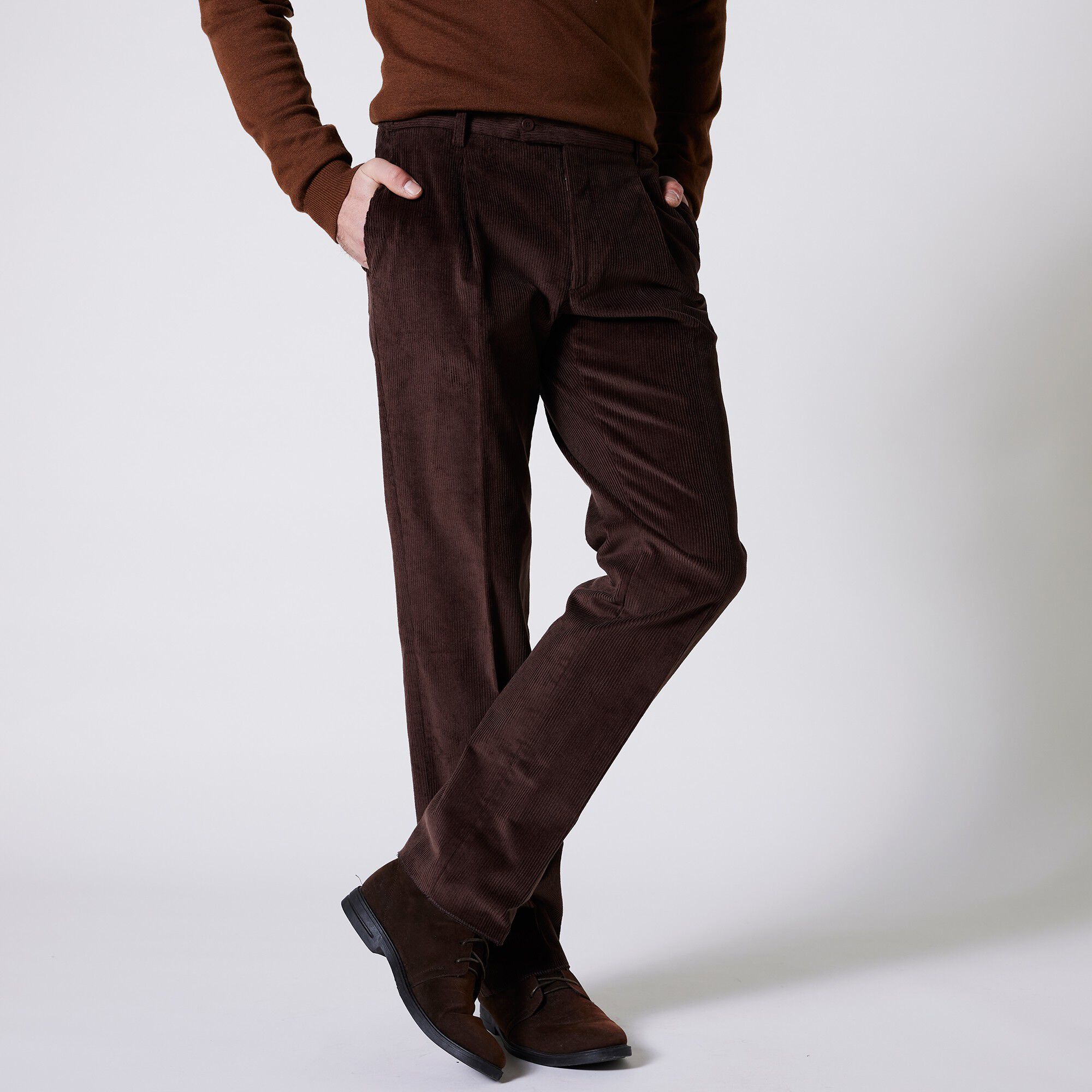 Pantalon velours taille élastiquée sans pince