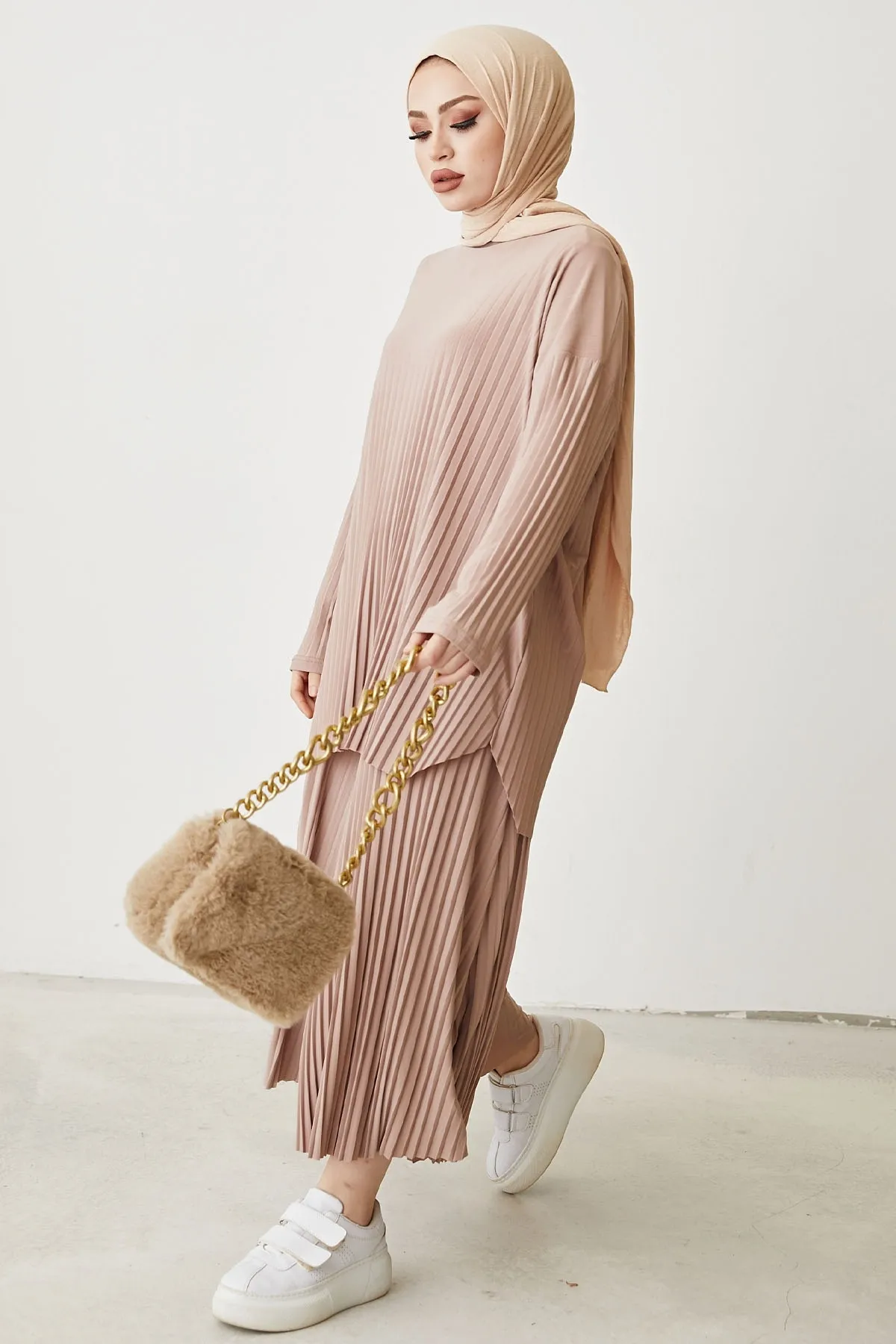InStyle  Mila Faltenhosen-Tunika-Doppelset - Kamel