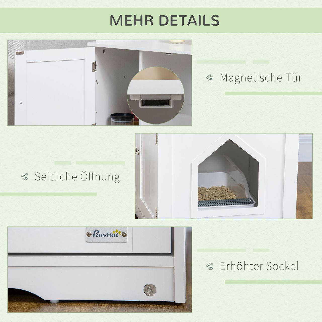 PawHut Katzenschrank für Katzentoilette, Katzenhöhle, Katzenklo mit Magnettüren