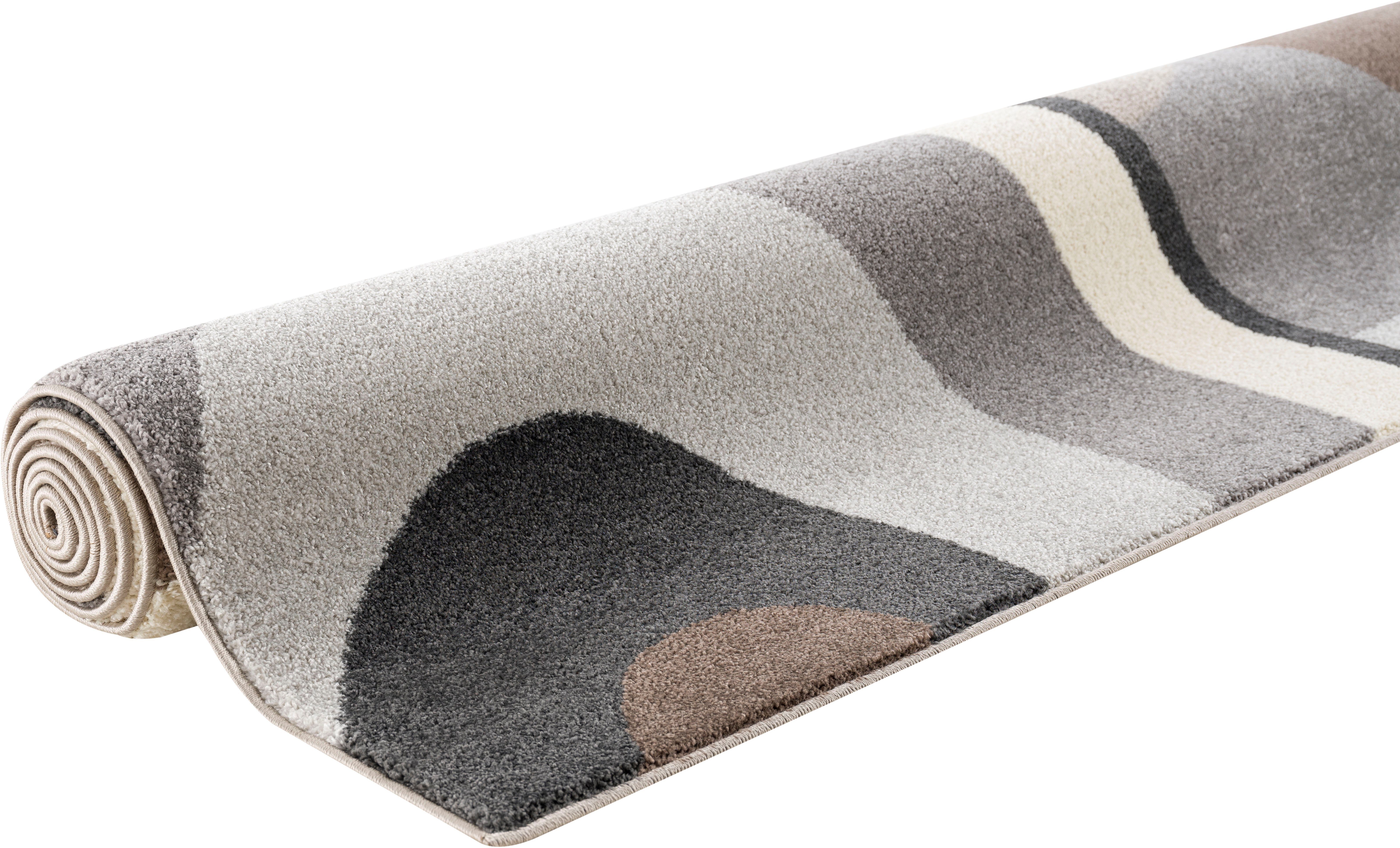 Teppich Neele, andas, rechteckig, Höhe: 14 mm, Wellen-Design, mit handgearbeitetem Konturenschnitt, Wende-Teppich