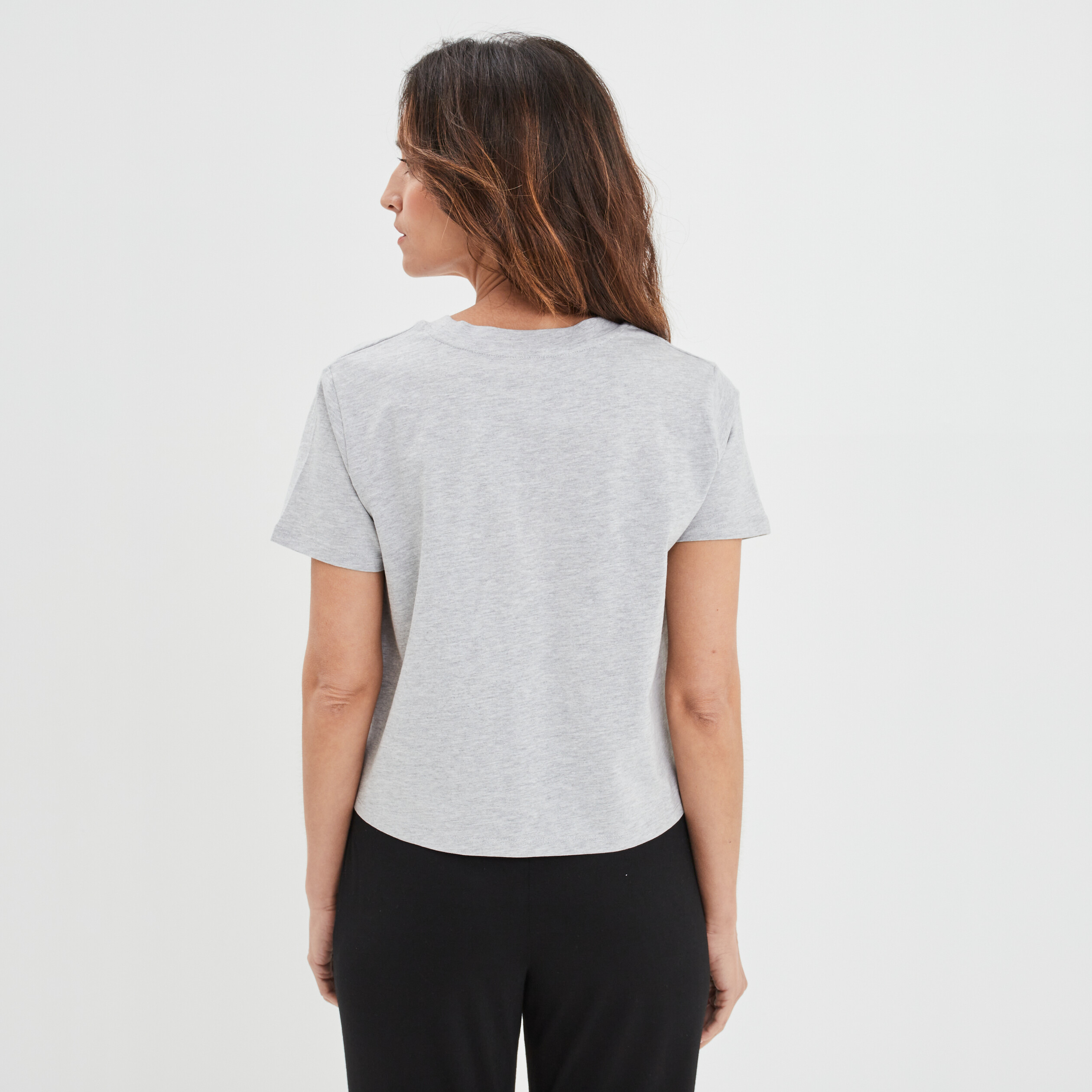 T-shirt pyjama manches courtes coton gris clair femme | La Halle
