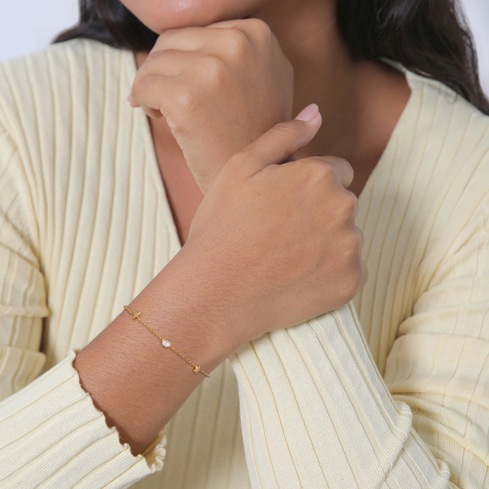 Elli Elli Bracelet Femmes pendentif solitaire étoile Astro avec pierre de lune en arge Bracelet