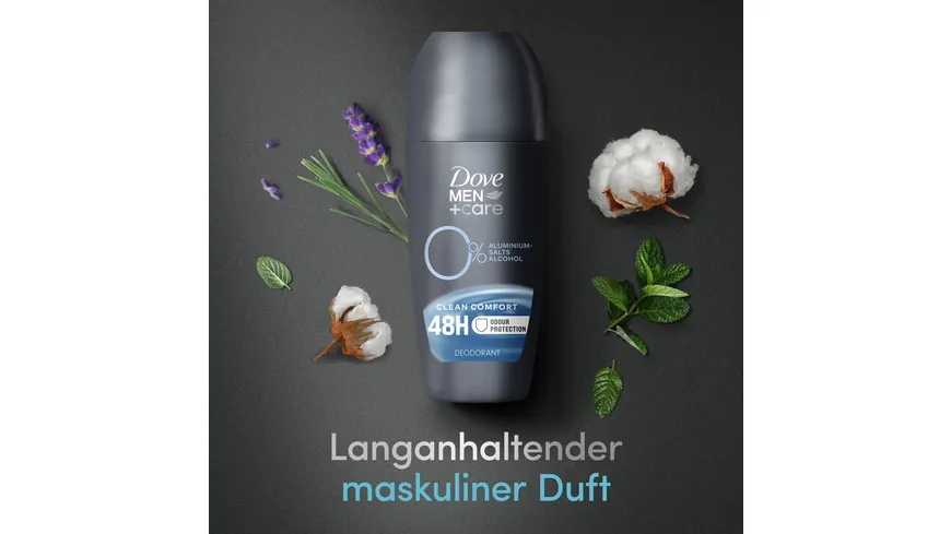 Dove Men+Care Deo Roll-On Clean Comfort ohne Alkohol/Aluminiumsalze 50 ml 50 ml