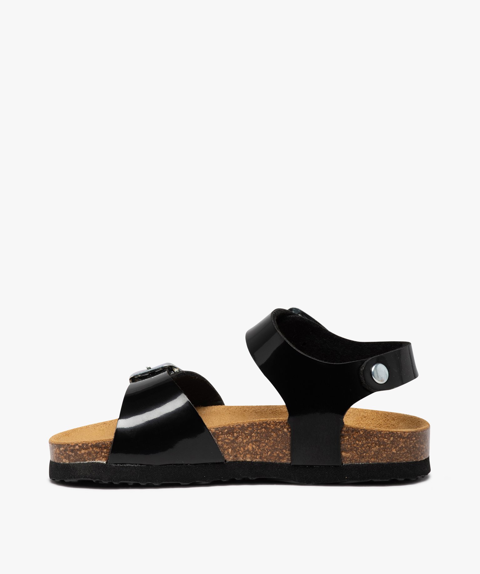 Sandales fille à brides à boucle fantaisie et semelle liège noir | GEMO
